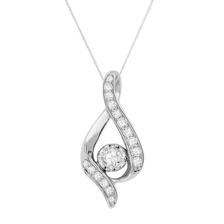 Sirena Collection 14k White Gold 3/8-ct. T.w. Round-cut Diamond Teardrop Pendant, Women's