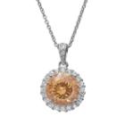 Sophie Miller Simulated Morganite And Cubic Zirconia Sterling Silver Halo Pendant Necklace, Women's, Size: 18, Multicolor