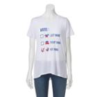 Juniors' Vote Hot Wing Crewneck Graphic Tee, Girl's, Size: Medium, White