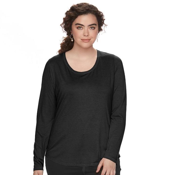 Juniors' Plus Size Mudd&reg; Scoopneck Tee, Teens, Size: 3xl, Black