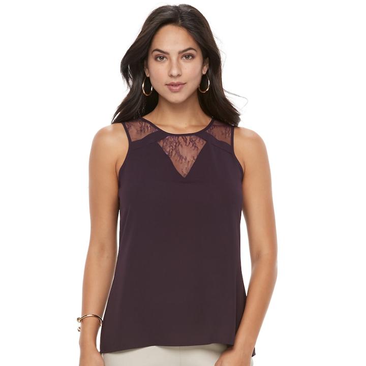 Women's Apt. 9&reg; Lace Inset Sleeveless Top, Size: Xl, Purple