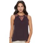 Women's Apt. 9&reg; Lace Inset Sleeveless Top, Size: Xl, Purple