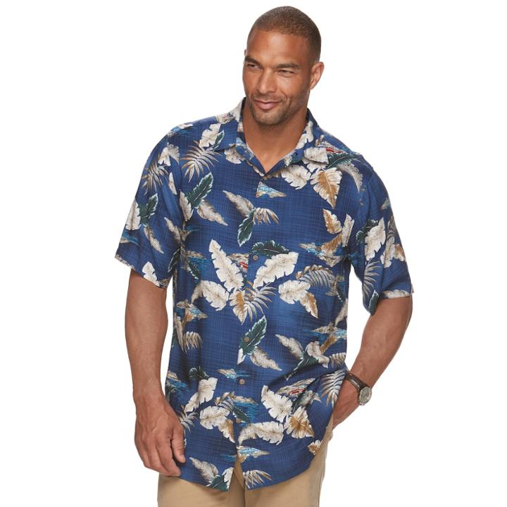Big & Tall Batik Bay Classic-fit Tropical Button-down Shirt, Men's, Size: 3xl Tall, Blue (navy)