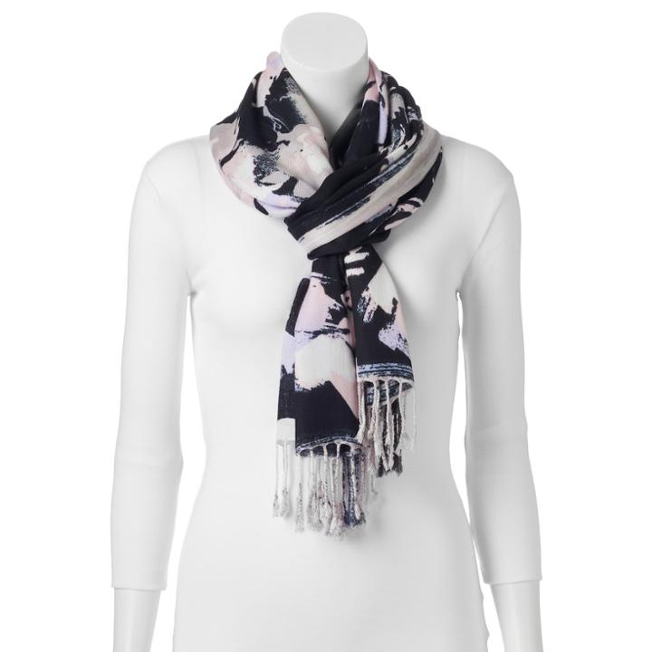 Apt. 9&reg; Artistic Floral Oblong Scarf, Women's, Black