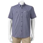 Men's Coleman Classic-fit Textured Plaid Performance Button-down Shirt, Size: Medium, Blue (navy)