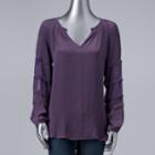 Women's Simply Vera Vera Wang Chiffon & Satin Peasant Top, Size: Large, Med Purple