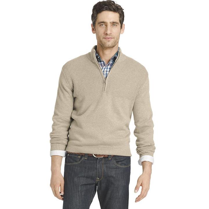 Men's Izod Hyannis Classic-fit Quarter-zip Sweater, Size: Small, Med Beige