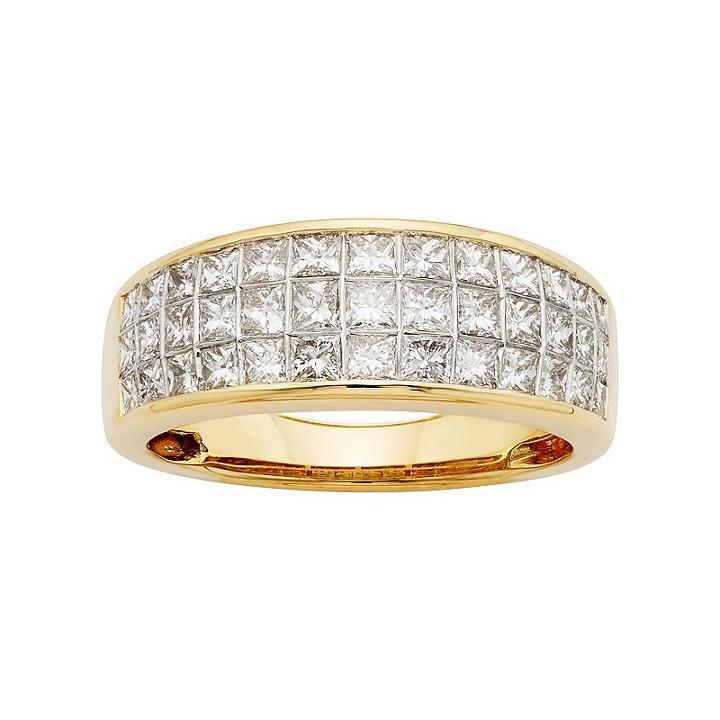 14k Gold Igl Certified 1 1/2 Carat T.w. Diamond Multirow Wedding Ring, Women's, Size: 6.50, Yellow