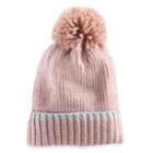 Women's So&reg; Ribbed Pom Pom Beanie, Med Pink