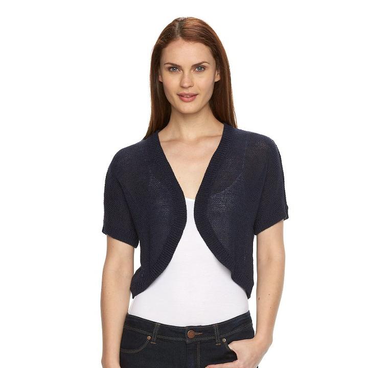 Women's Croft & Barrow&reg; Solid Textured Shrug, Size: Xl, Blue