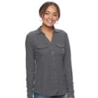 Women's Sonoma Goods For Life&trade; Supersoft Ribbed Johnny Collar Shirt, Size: Xxl, Dark Grey