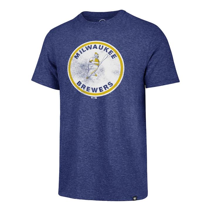 Men's '47 Brand Milwaukee Brewers Throwback Tee, Size: Large, Blue