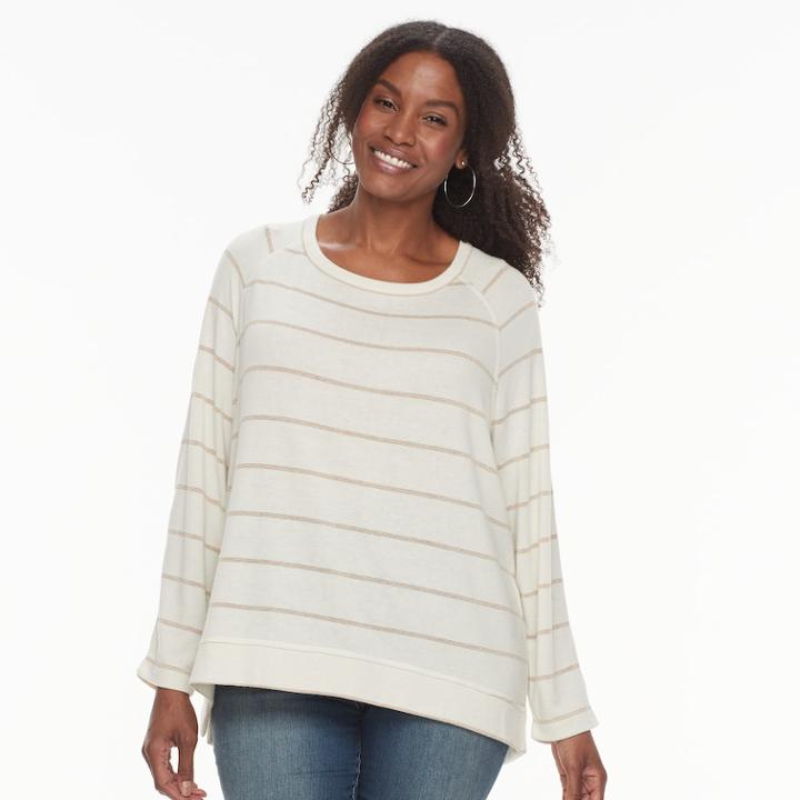 Plus Size Sonoma Goods For Life&trade; Scoopneck Top, Women's, Size: 2xl, White