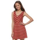 Juniors' Trixxi Striped Knit Skater Dress, Teens, Size: Xl, Brt Orange