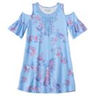 Girls Plus Size Mudd&reg; Patterned Cold Shoulder Dress, Size: 20 1/2, Light Blue