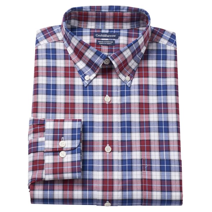 Men's Croft & Barrow&reg; Easy-care True Comfort Regular-fit Dress Shirt, Size: 16.5-34/35, Red