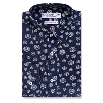 Men's Nick Graham Everywhere Modern-fit Stretch Dress Shirt, Size: 2x-36/37, Blue (navy)