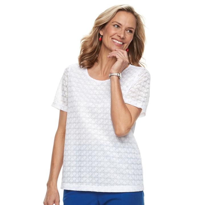 Women's Cathy Daniels Lace Scoopneck Top, Size: Medium, White