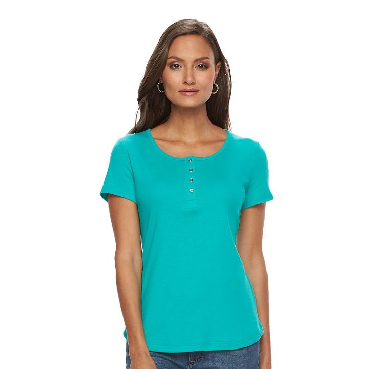 Women's Croft & Barrow&reg; Henley Tee, Size: Xs, Med Green