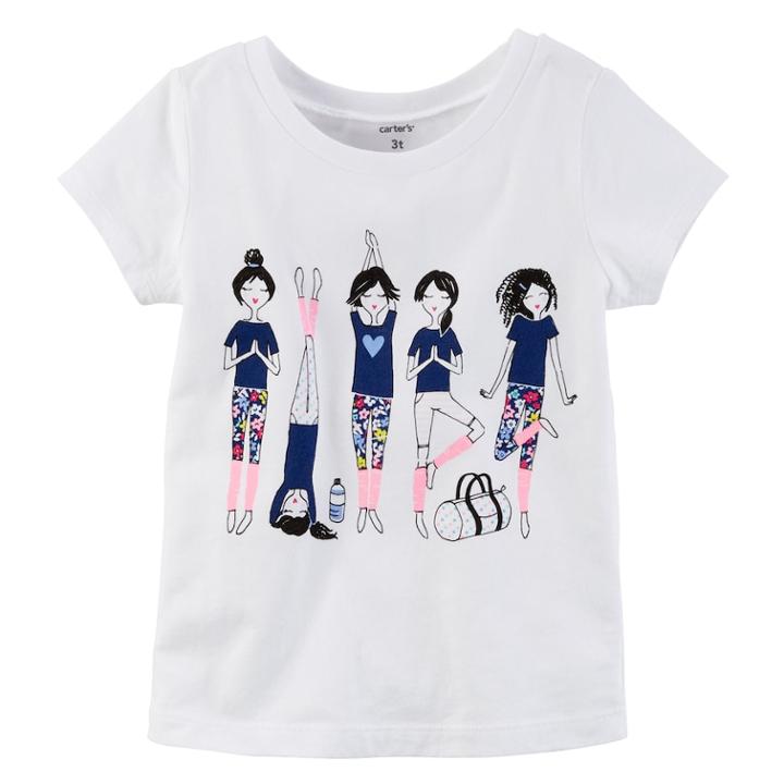 Girls 4-8 Carter's Short Sleeve Yoga Girl Graphic Tee, Size: 4, White