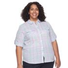 Plus Size Croft & Barrow&reg; Roll-tab Woven Shirt, Women's, Size: 1xl, Lt Purple