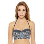 Juniors' Hot Water Floral Midkini Swim Top, Size: Xl, Dark Grey
