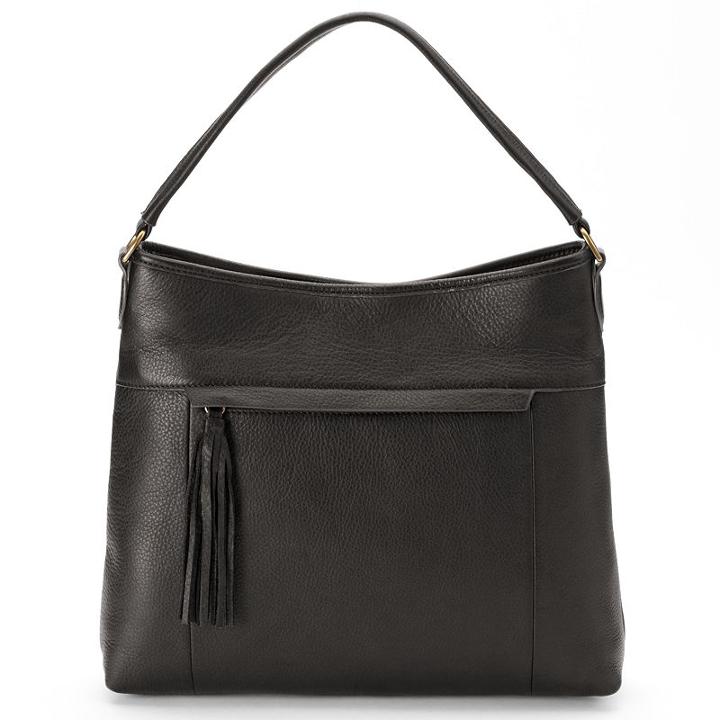 Leather Hobo, Women's, Black