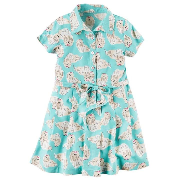 Girls 4-8 Carter's Dog-printed Shirt Dress, Girl's, Size: 6x, Ovrfl Oth