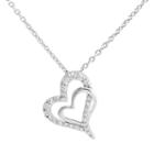 Hallmark Sterling Silver Cubic Zirconia Double Heart Pendant Necklace, Women's, Size: 18, White