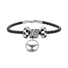 Insignia Collection Nascar Kyle Busch Leather Bracelet And Steering Wheel Charm And Bead Set, Women's, Size: 7.5, Black