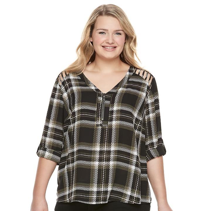 Juniors' Plus Size Candie's&reg; Strappy Shoulder Top, Girl's, Size: 3xl, Dark Green