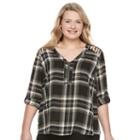 Juniors' Plus Size Candie's&reg; Strappy Shoulder Top, Girl's, Size: 3xl, Dark Green