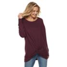 Juniors' Miss Chievous Cozy Oversized Twist-front Tunic, Teens, Size: Xs, Med Red