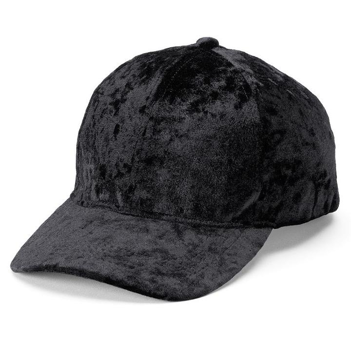 Women's Mudd&reg; Crushed Velvet Baseball Cap, Black