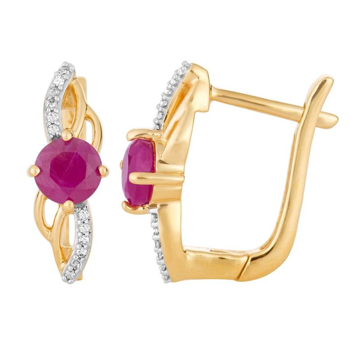 10k Gold Ruby & Diamond Accent Latch Back Earrings, Women's, Red