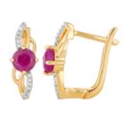 10k Gold Ruby & Diamond Accent Latch Back Earrings, Women's, Red