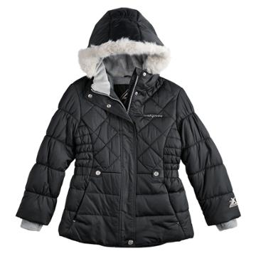 Girls 7-16 Zero Xposure Lexy Faux-fur Trim Heavyweight Puffer Jacket, Size: 16, Black
