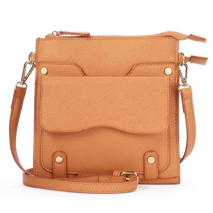 Kiss Me Couture Double Entry Crossbody Bag, Women's, Brown