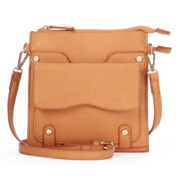 Kiss Me Couture Double Entry Crossbody Bag, Women's, Brown