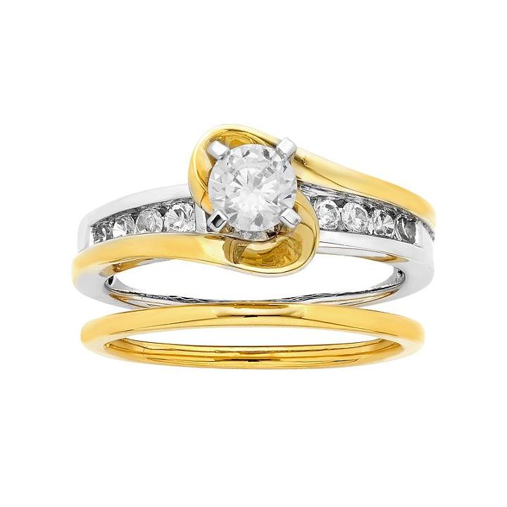 Two Tone 14k Gold 1 Carat T.w. Igl Certified Diamond Wrap Engagement Ring Set, Women's, Size: 6.50, White