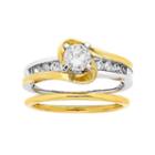 Two Tone 14k Gold 1 Carat T.w. Igl Certified Diamond Wrap Engagement Ring Set, Women's, Size: 6.50, White