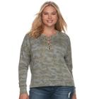 Juniors' Plus Size Mudd&reg; Lace-up Sweatshirt, Teens, Size: 3xl, Green
