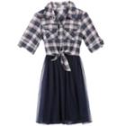 Girls 7-16 Speechless Plaid Top & Tulle Skirt Fit And Flare Dress, Size: 10, Blue Other
