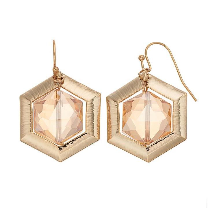 Coco Lane Hexagon Drop Earrings, Women's, Yellow