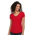Women's Dana Buchman Jacquard V-neck Tee, Size: Large, Med Red