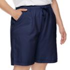 Plus Size Gloria Vanderbilt Jamy Sheeting Drawstring Shorts, Women's, Size: 3xl, Blue (navy)