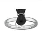 Stacks And Stones Sterling Silver Cat Stack Ring, Women's, Size: 8, Black