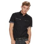 Men's Rock & Republic Stretch Dobby Button-down Shirt, Size: Xl, Black