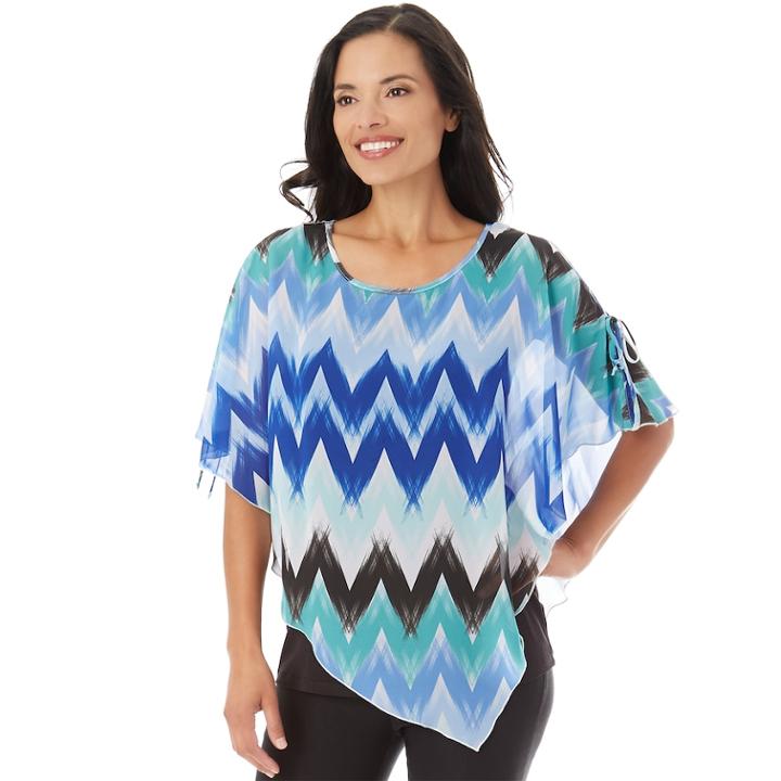 Women's Apt. 9&reg; Textured Chiffon Popover Top, Size: Medium, Chevron