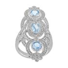 Sky Blue Topaz & 1/10 Carat T.w. Diamond Sterling Silver 3-stone Ring, Women's, Size: 8